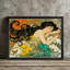 «Black Gustav Klimt», art abstrait avec femme et fleurs-587817022