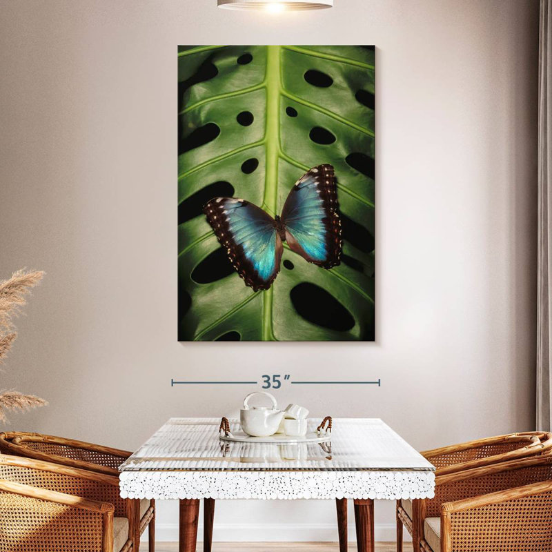 Brampt Butterfly On Monstera, 51" H x 34" W