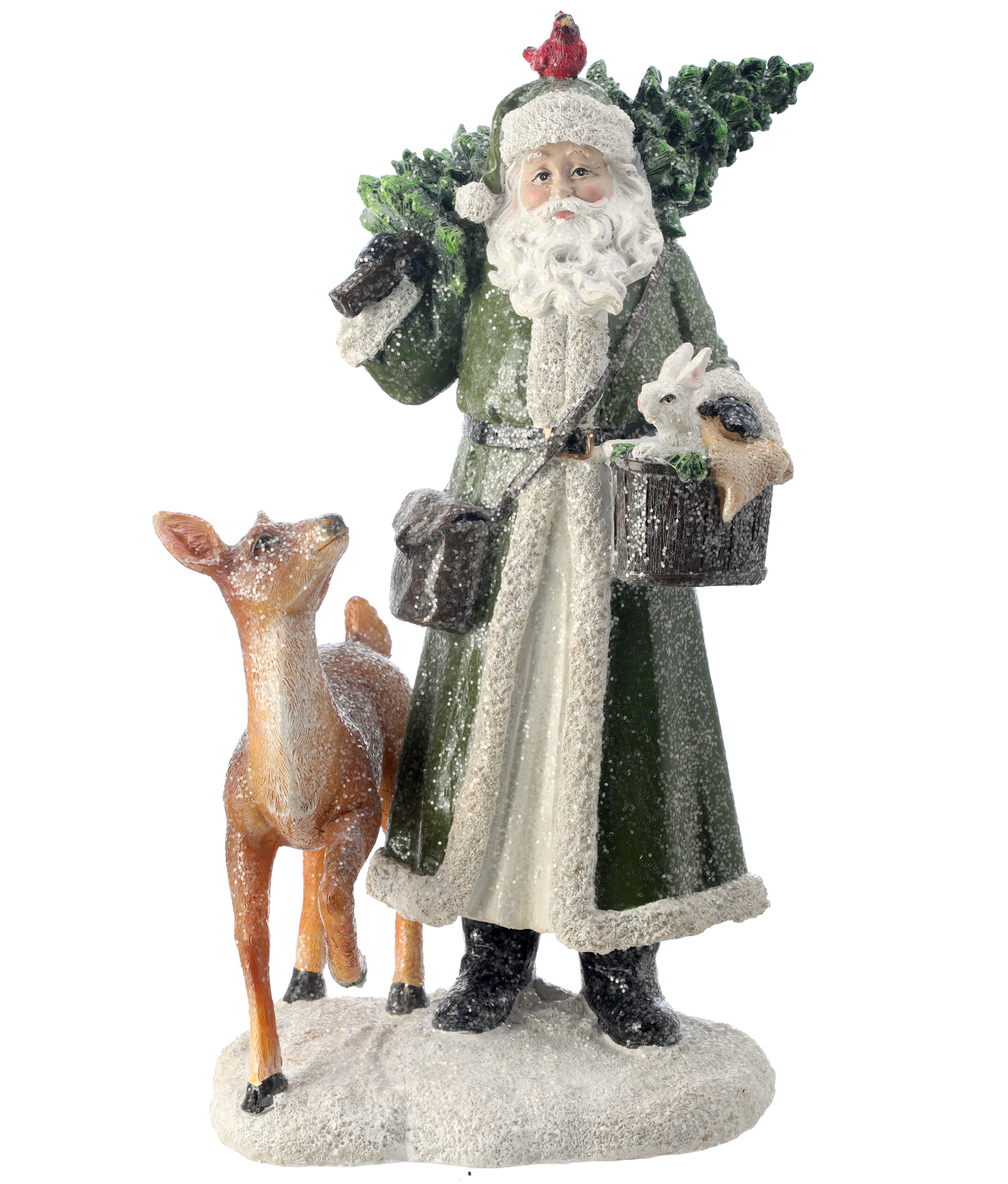 The Holiday Aisle® Resin Forest Trail Santa W/Deer | Wayfair