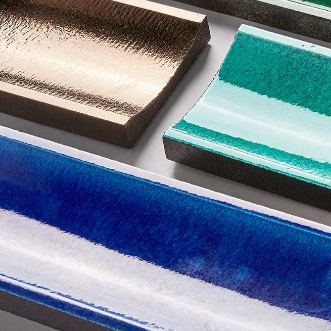 Lava Art Fluted Adriatic Blue 6x36 3D Glossy Lava Stone Tile, Coral