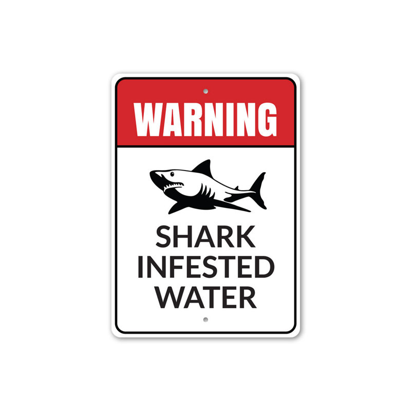 Panneau d'eau infesté de requin, H 18 po x l 12 po x P 0,06 po