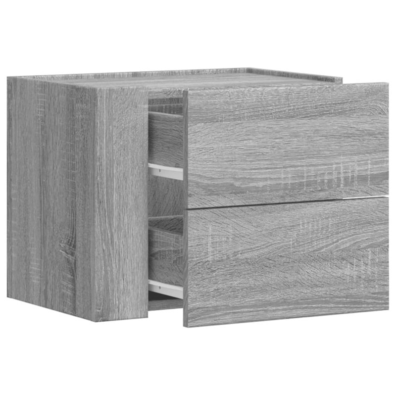 Quartney 45cm W Manufactured Wood Bedside Table, Grey Sonoma