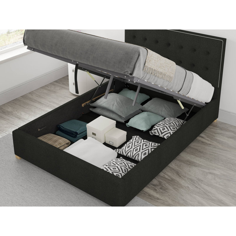Abarca Upholstered Ottoman Storage Bed, Kingsize (5'), Charcoal