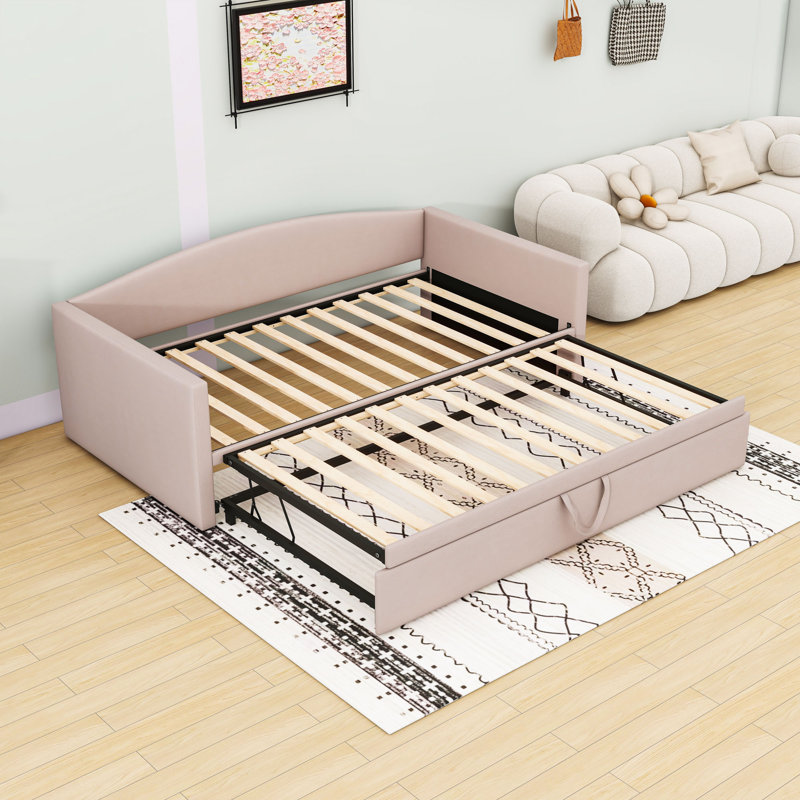 Twin Daybed with Pop-Up Trundle, Pink