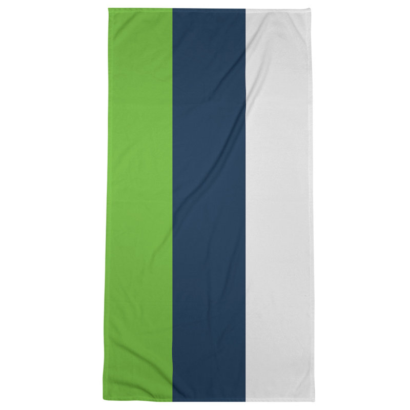 Cotton Blend Beach Towel, Blue/Light Green/Off White