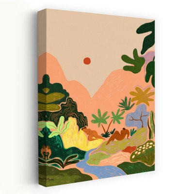 Lost In Paradise No2 Colorful Abstract Palm Tree Forest Landscape Wall Art Print