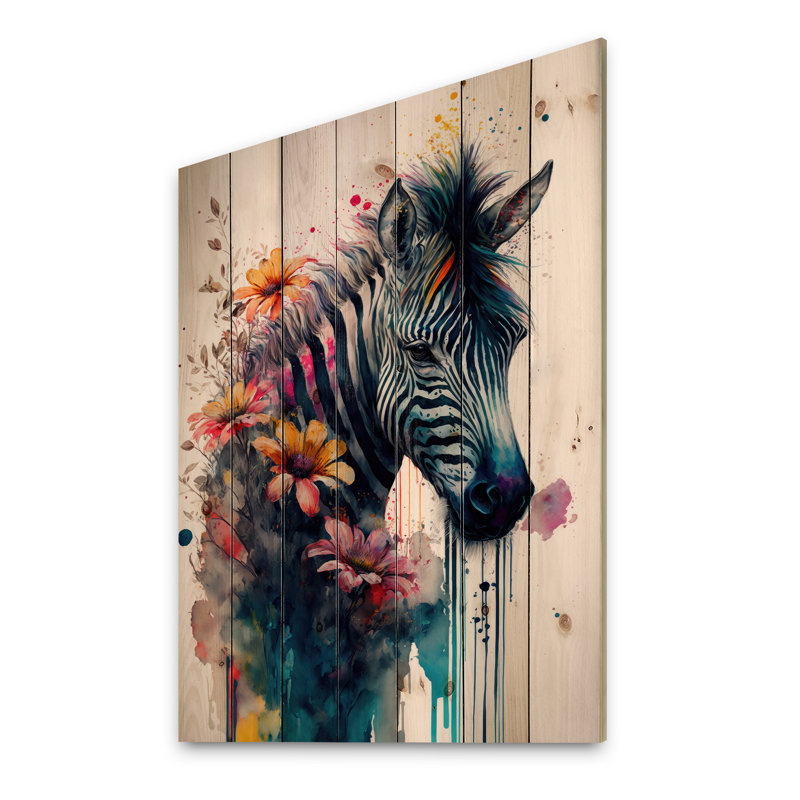 Art floral mignon Alia - imprimé animaux sur bois, H 20 po x l 12 po x P 1 po