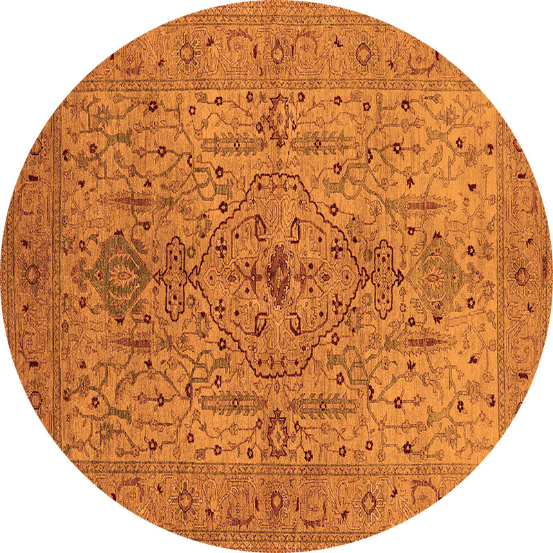 Tapis orange de style Mid-Century moderne 771, Rond 6 pi