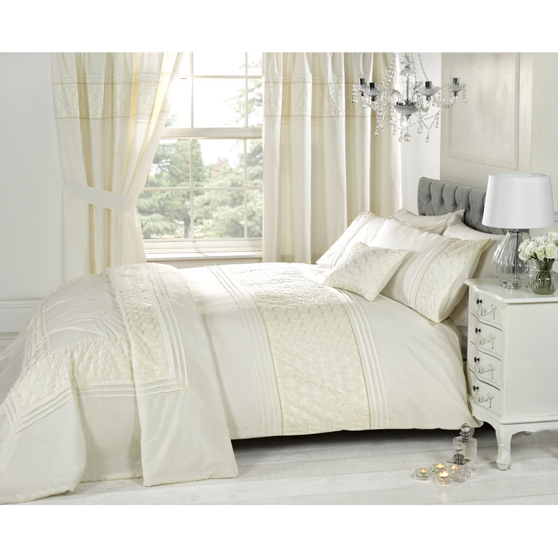 Niagara Cotton Blend No Pattern Duvet Cover with Pillowcases Included, Cream, Single Duvet Cover + 1 Standard Pillowcase