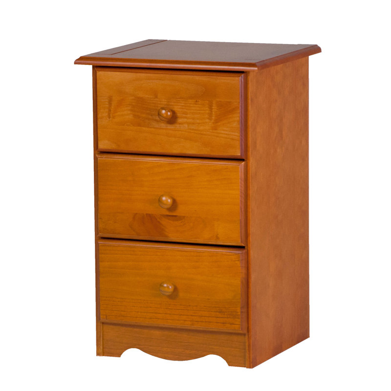 Table de chevet 3 tiroirs Gallashaw, Pin miel