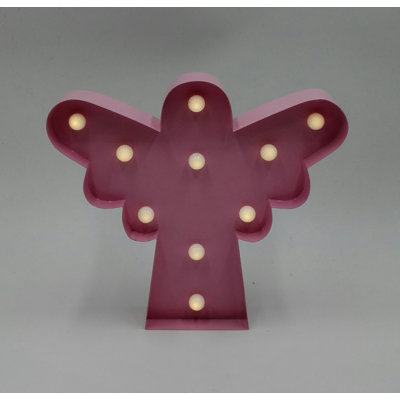 Grand sculpture ange-cadeau avec lumières del Pinero
