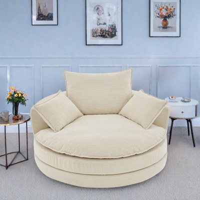 Fauteuil d'appoint pivotant à 360 ° avec coussins à deux couches et 3 coussins amovibles