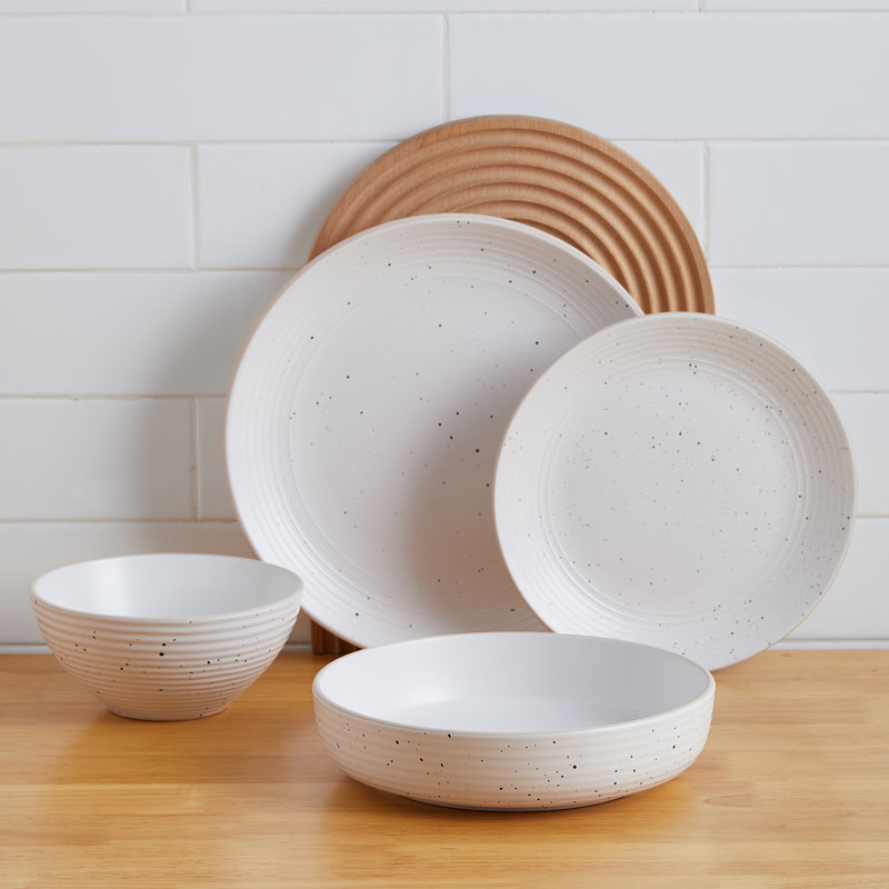 Stone Lain Lauren 32-Piece Dinnerware Set Stoneware, White
