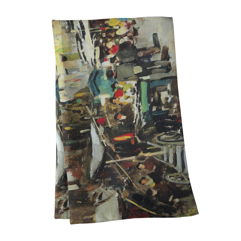 Serviette de thé naples market, Gris, Sergé de coton
