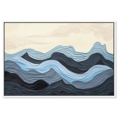 Art Remedy Waverly Framed Blue Abstract 1 Piece Canvas Wall Art 57111