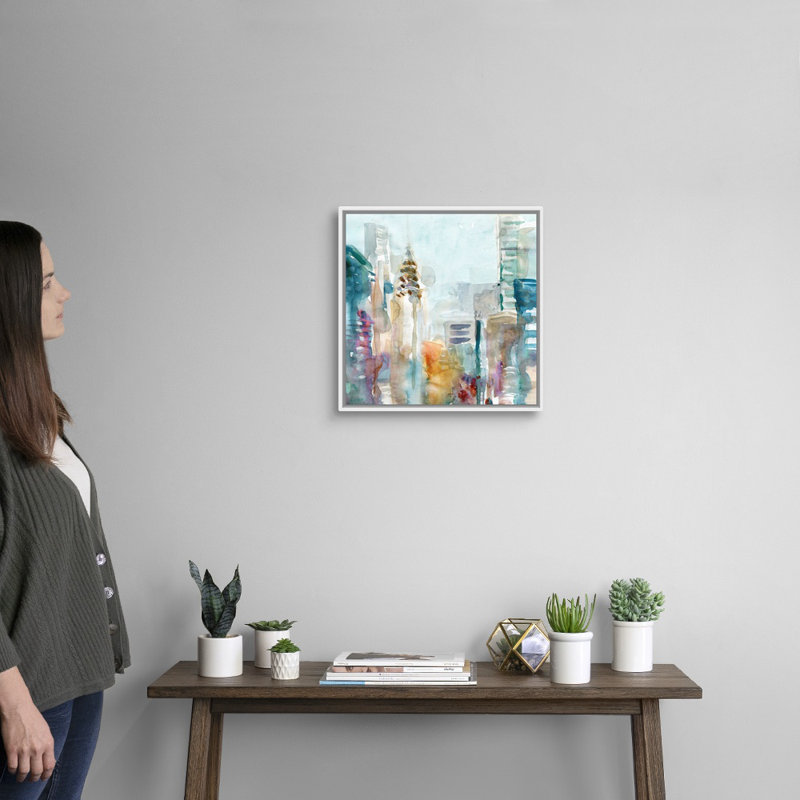Spectrum NYC - Peinture sur toile, H 17,7 po x l 17,7 po x P 1,75 po, Cadre flottant blanc