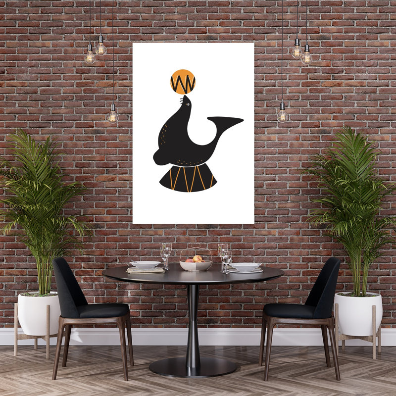 Playful Circus Seal Geometric Playful Whimsical Animal Ocean Wall Art Print, 152.4cm H x 101.6cm W