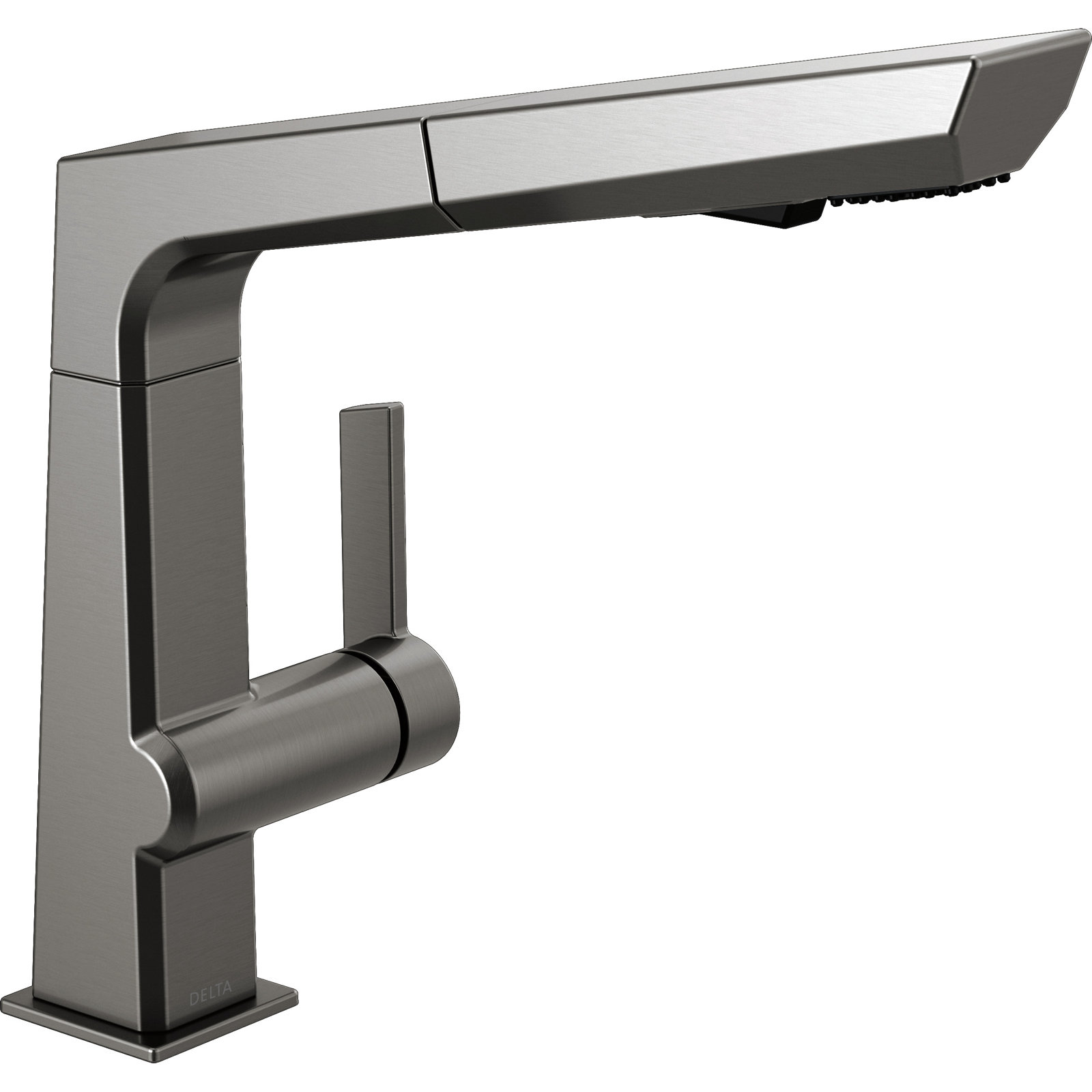 Pivotal Pull Out Single Handle Kitchen Faucet With Accessories, Black Stainless