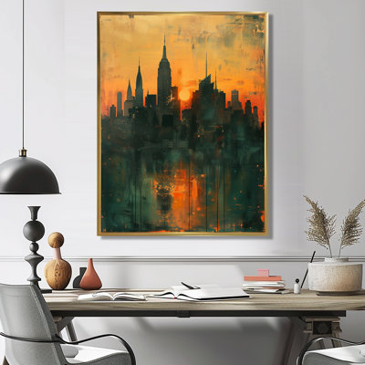 Vintage Sunset On Manhattan City II - Skyscrapers Wall Decor