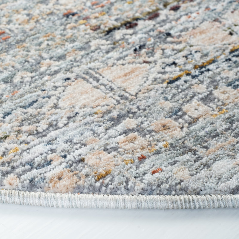 Hand-Knotted Silver & Green Square Synthetic Area Rug - 79"x79"