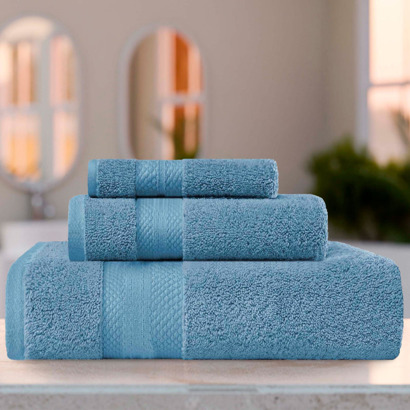 Finnian Plush Heavyweight, 100% Turkish Towel Collection, Denim Blue, 3 Piece Towel Set