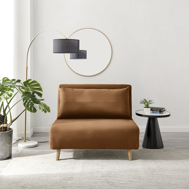 Brody Futon Sofa Bed - Luxury Simple Modern Folding Design, Orange Velvet