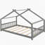 Lit double en bois, gris