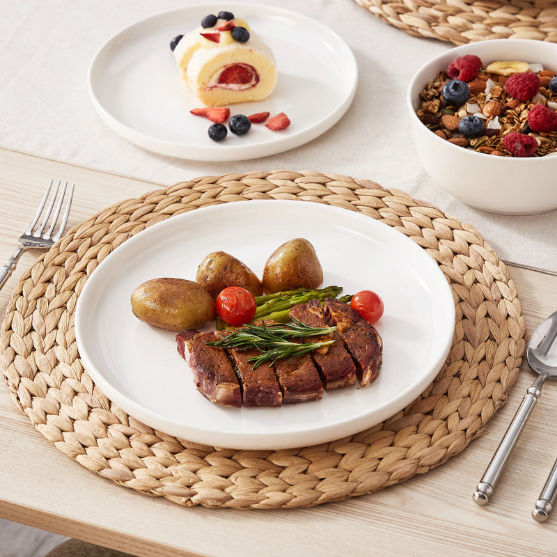 12-Piece Ceramic Dinnerware Set, White
