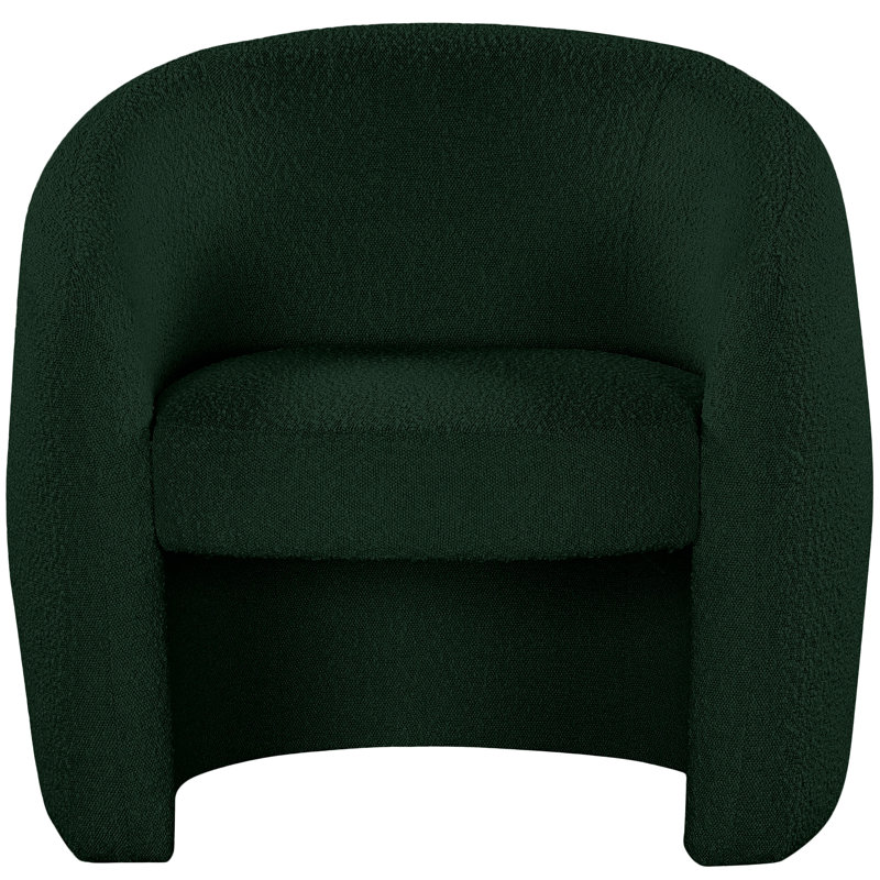 Fauteuil demi-tonneau de 33,5 po de largeur, Tissu bouclé vert
