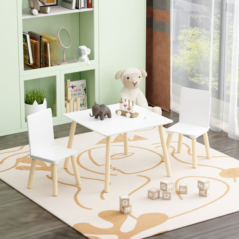 Ensemble de table pour enfants et 2 chaises, ensemble de 3 pièces de table et de tout-petits pour enfants, ensemble de table de jeu en bois