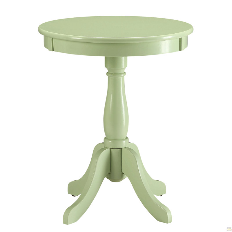 Light Green Side Table With Turned Pedestal