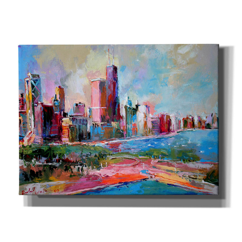 " Cityscape " by Richard Wallich, 12" H x 16" W x 0.75" D