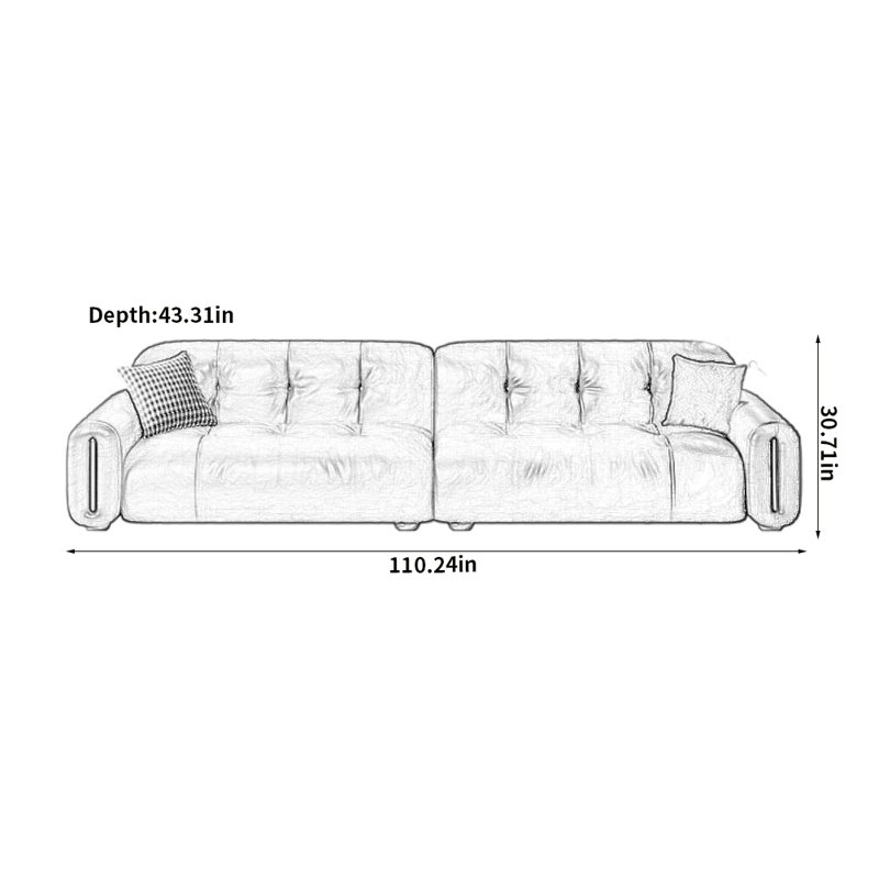Canapé noir décontracté et minimaliste, H 30,71 po x l 110,24 po x P 43,31 po