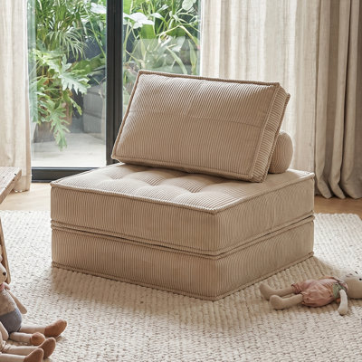 66.9 Inch Convertible Futon Sofa Modular Single Seater Spring Foam Cushion Corduroy Fabric No Assembly Multi Room Use