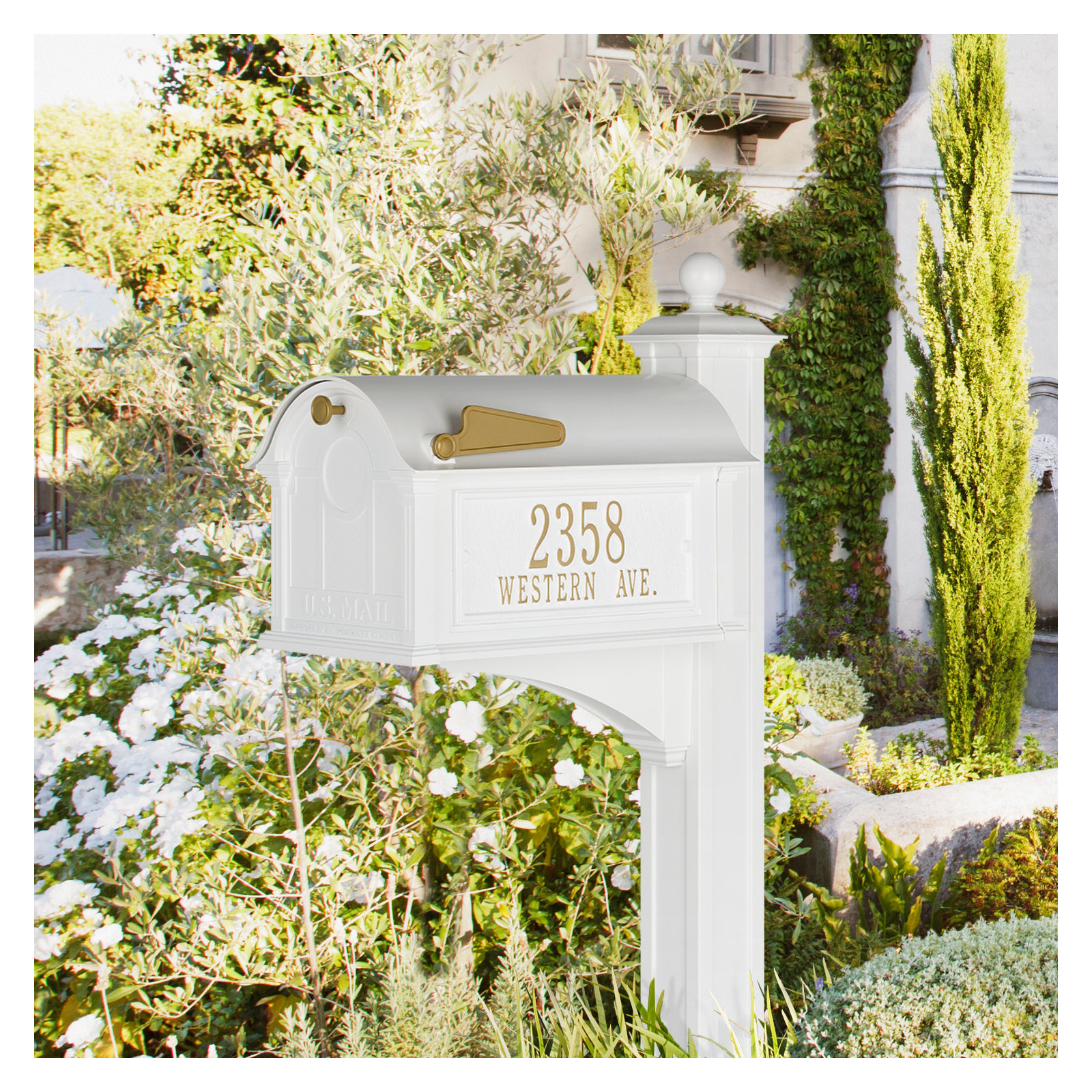 Balmoral Post Mounted Mailbox, White, Yes