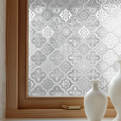 Film décoratif d'intimité pour fenêtre pour porte d'entrée, autocollant pour vitrail en verre coloré antidérapant opaque et anti-UV pour fenêtres pour la maison 17,3 po x 78,7 po