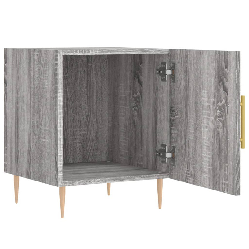 40cm W Iron Bedside Table, Grey Sonoma