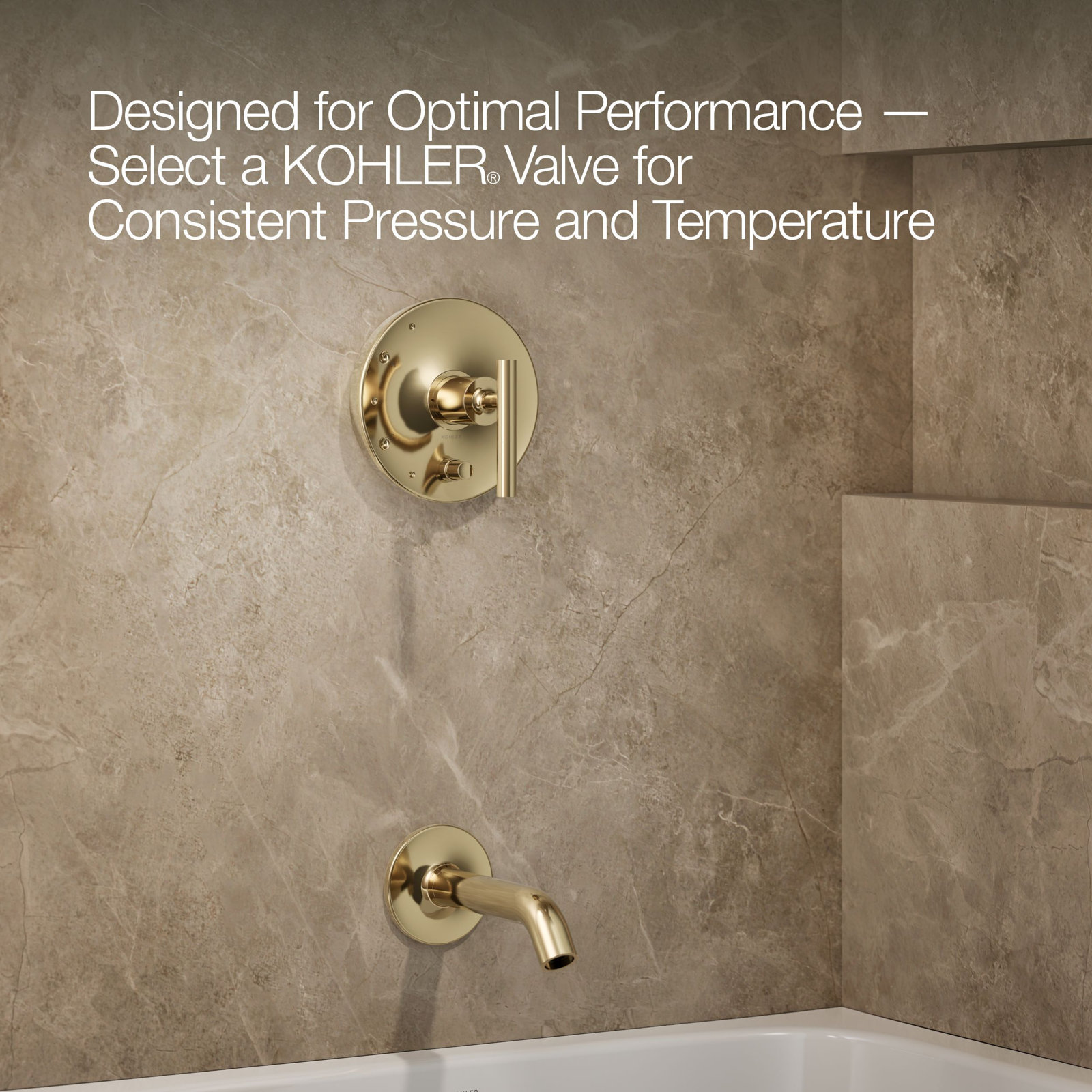 Purist Rite-Temp Bath and Shower Trim Set, Vibrant French Gold, Lever Handle