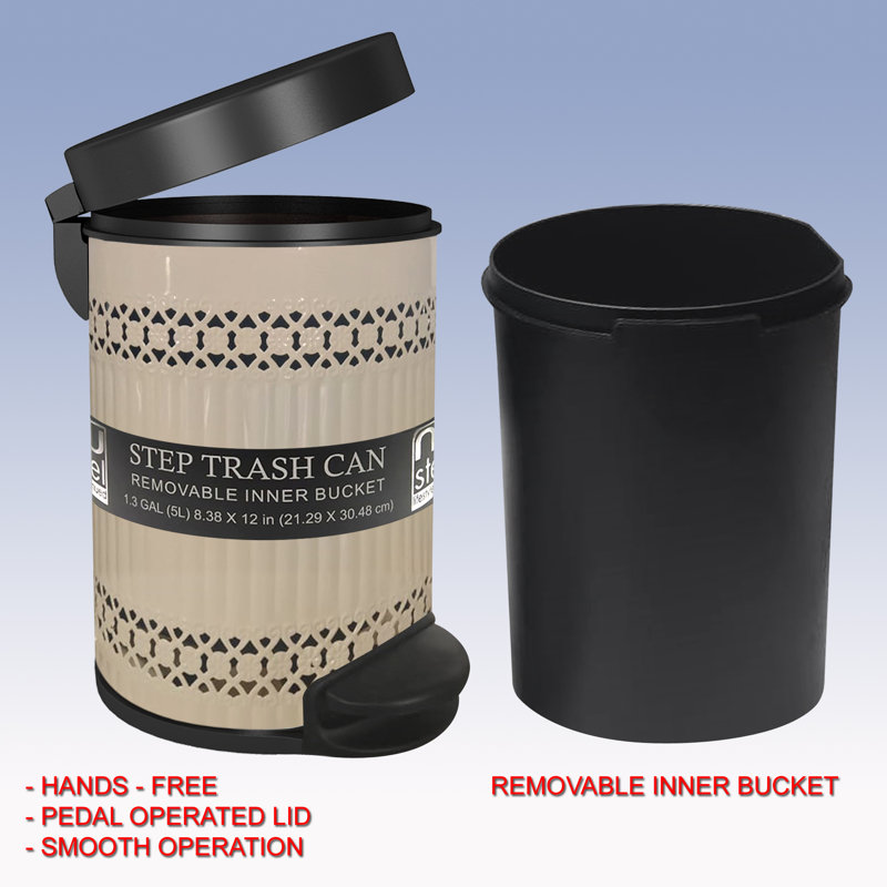 Steel Open Waste Basket - 1.32 Gallons