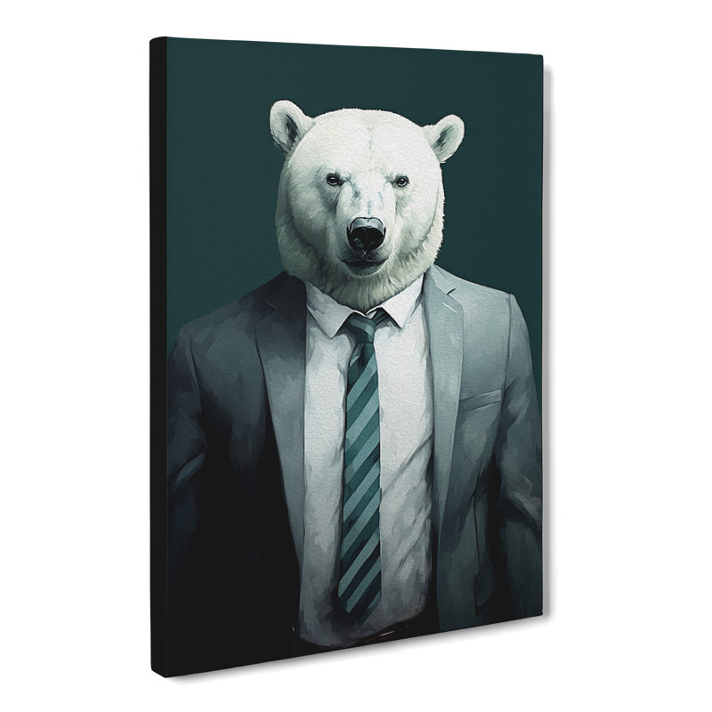 Polar Bear in a Suit Painting No.2 - Wrapped Canvas, 50cm H x 35cm W x 3cm D