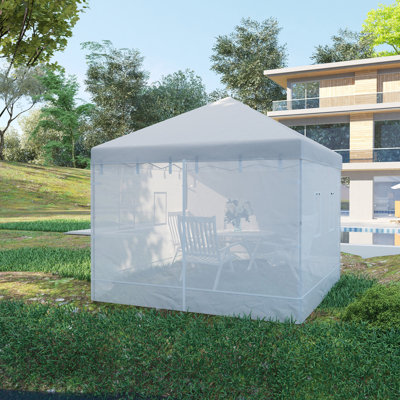 Pop Up Canopy Walls, Universal Replacement Netting, Set Of 4 Mesh Screen Sidewalls, Patio Netting With 6 Service Windows And 1 Door For 10' X 10' Canopy Tent,