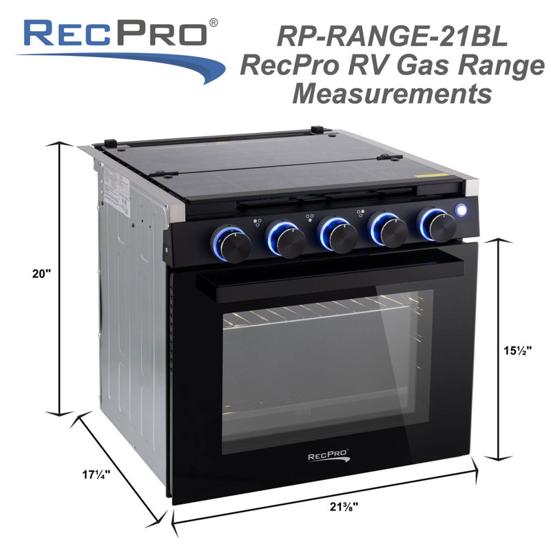 RecPro 17 InchTall 3 Burner Propane RV Stove Gas Range without Range Hood, Silver