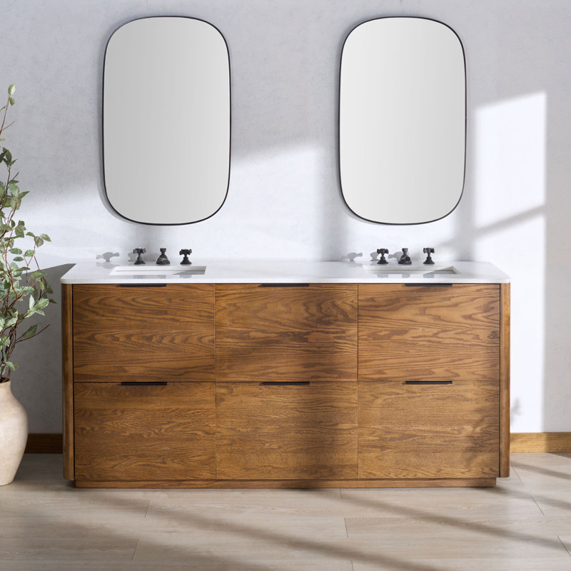 72" Double Sink Gabrietta Vanity, Medium Oak