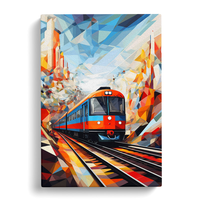 Train Geometric - No Frame Print, 60cm H x 40cm W x 3cm D