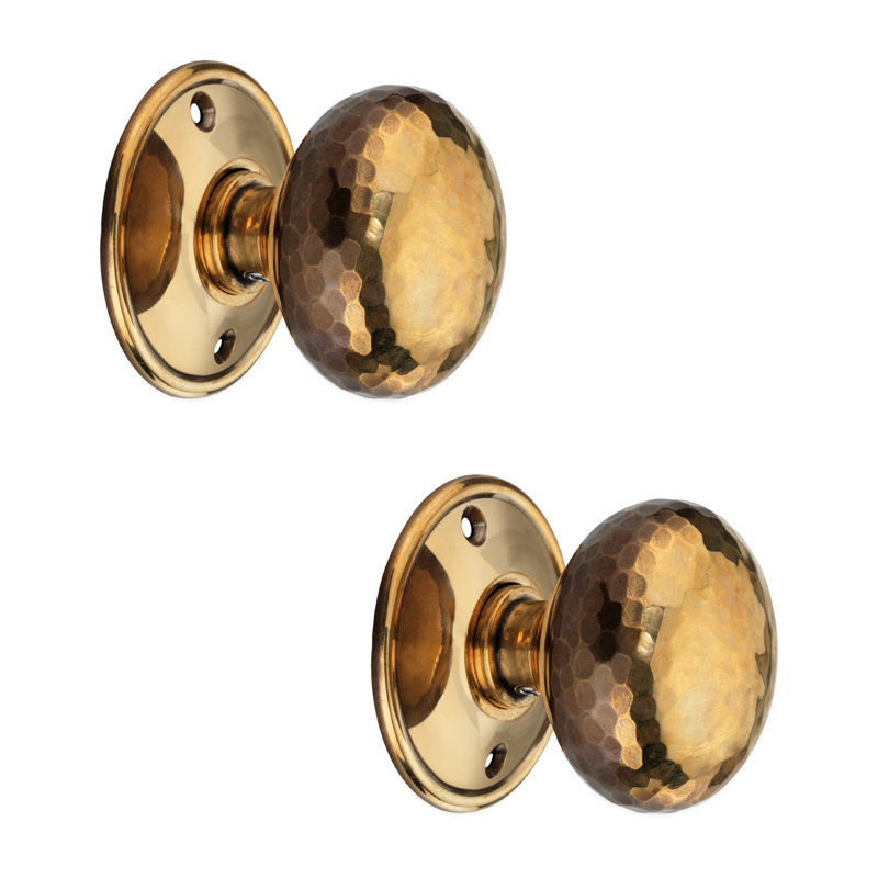 Hammered Cottage Large Rim/Mortice Door Knob Aged Brass