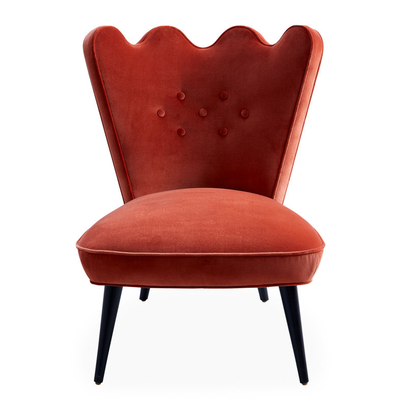 Devere Creme Velvet Slipper Accent Chair with Maple Legs