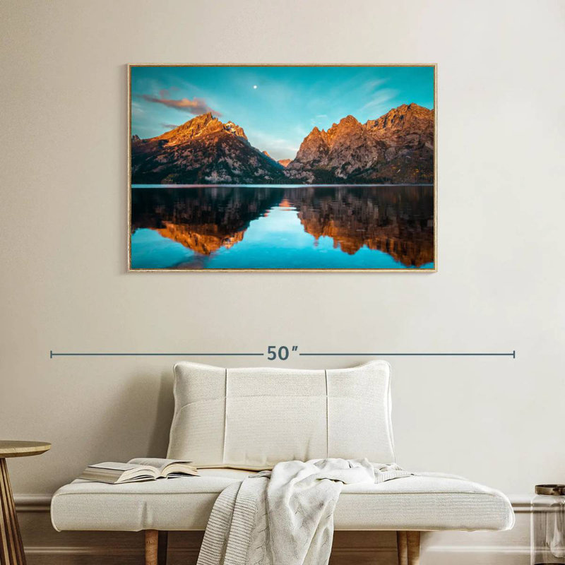 Jenny Lake Grand Teton, Cadre flottant en bois naturel, 40 po x 27 po