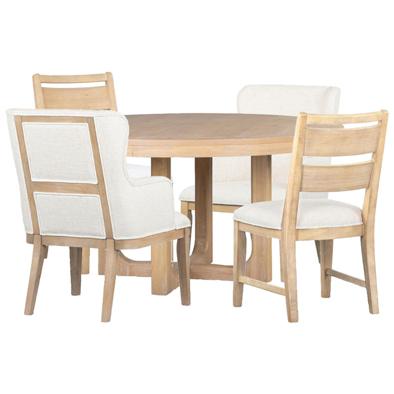 Round Dining Table With 2 Side Chairs And 2 Arm Chairs,   5 Pieces: Table, 4 Chairs