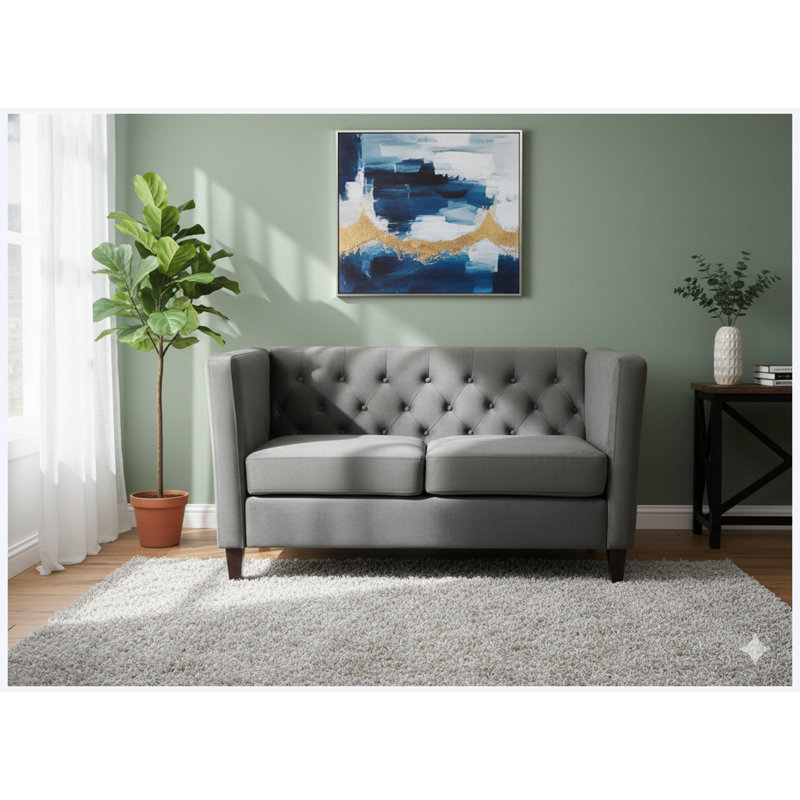 Canapé 2 places Mid-Century, Polyester gris