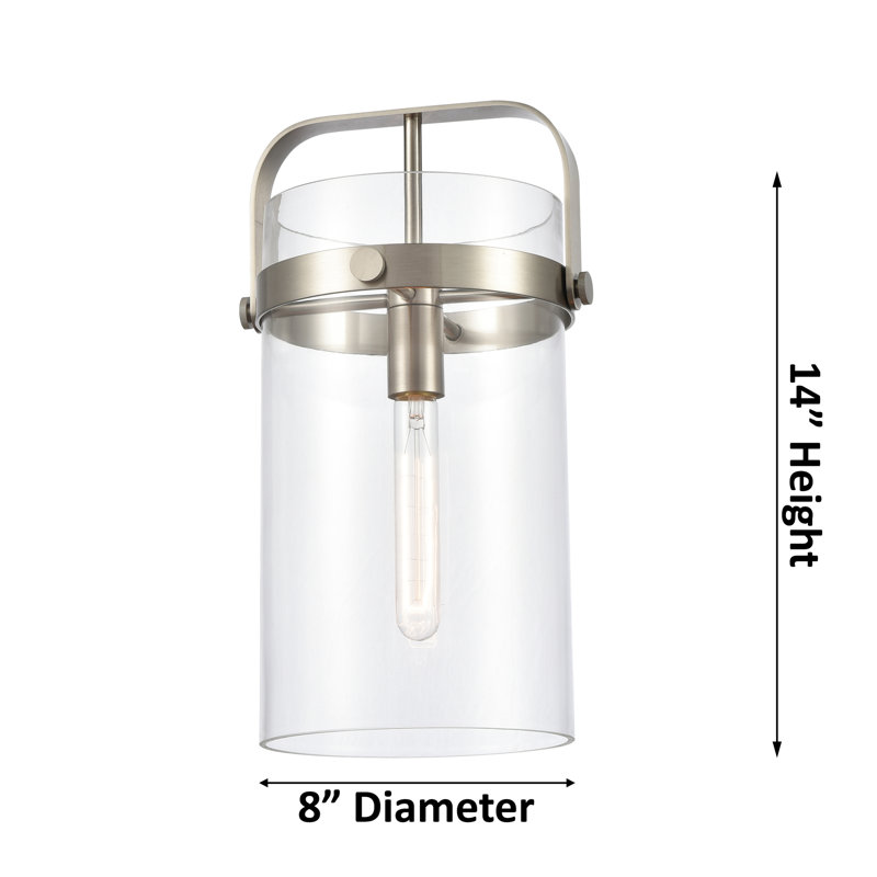 Erie 1 Light 4" Stem Hung Pendant, 14" H x 8" W x 8" D, Plated Smoke, Matte Black